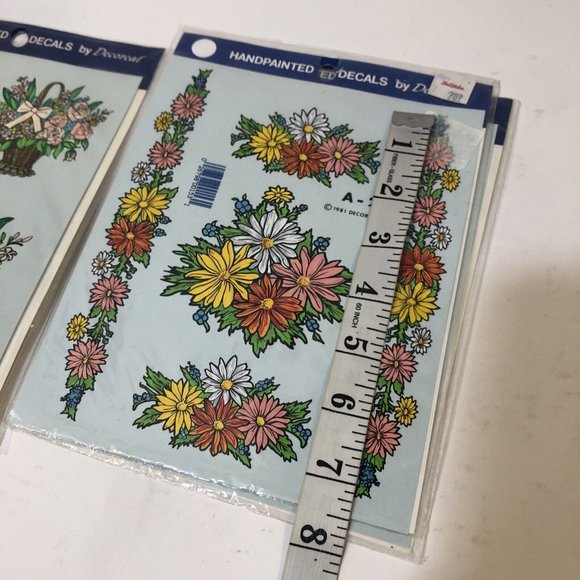 VTG Decals by Decoral Hand painted Flowers Baskets A-116 A-29 Colorful MCM - Picture 4 of 5